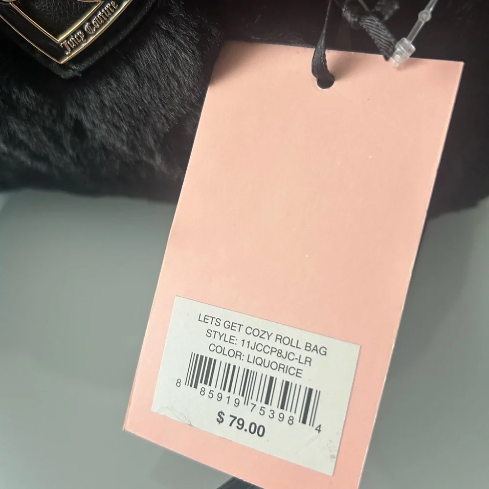 Black Faux Fur Barrel Bag